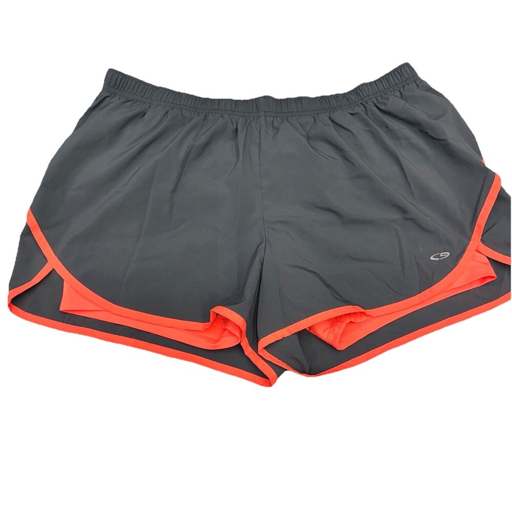 CG by Champion Womens Size XL Running Shorts Gray Orange Drawstring Athletic